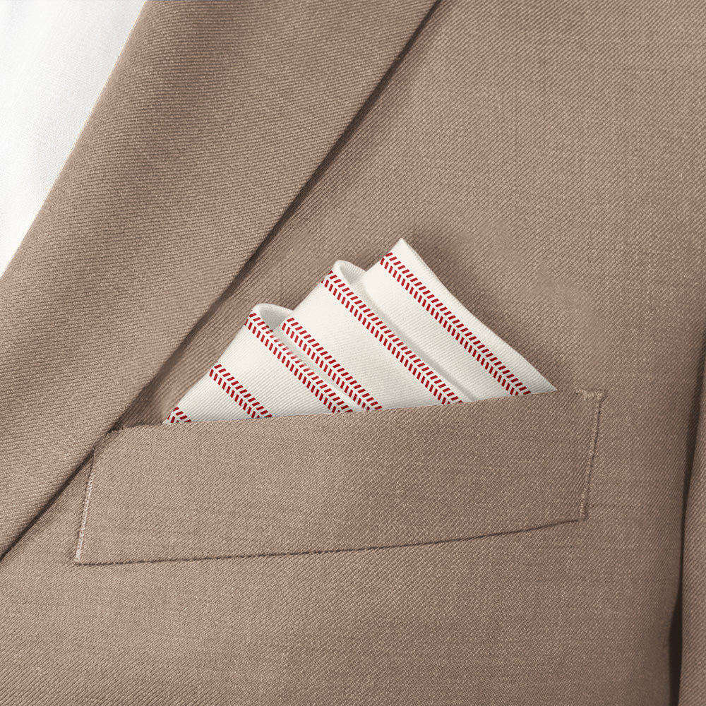 Baseball Stripe Pocket Square - Stairs Fold - Knotty Tie Co.