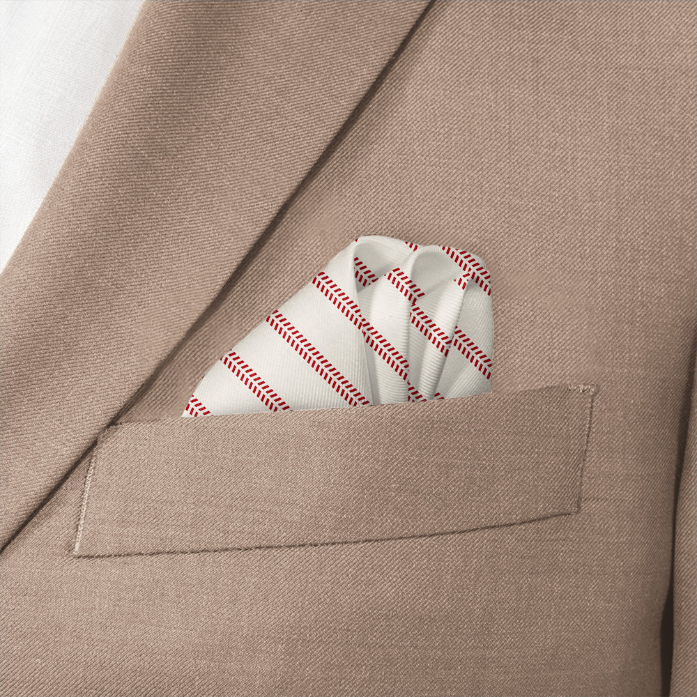 Baseball Stripe Pocket Square - Wave Fold - Knotty Tie Co.