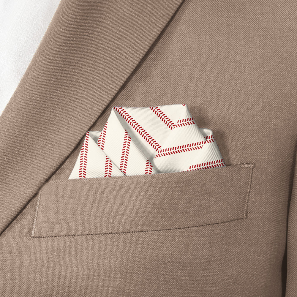 Baseball Stripe Pocket Square - Scalloped Fold - Knotty Tie Co.
