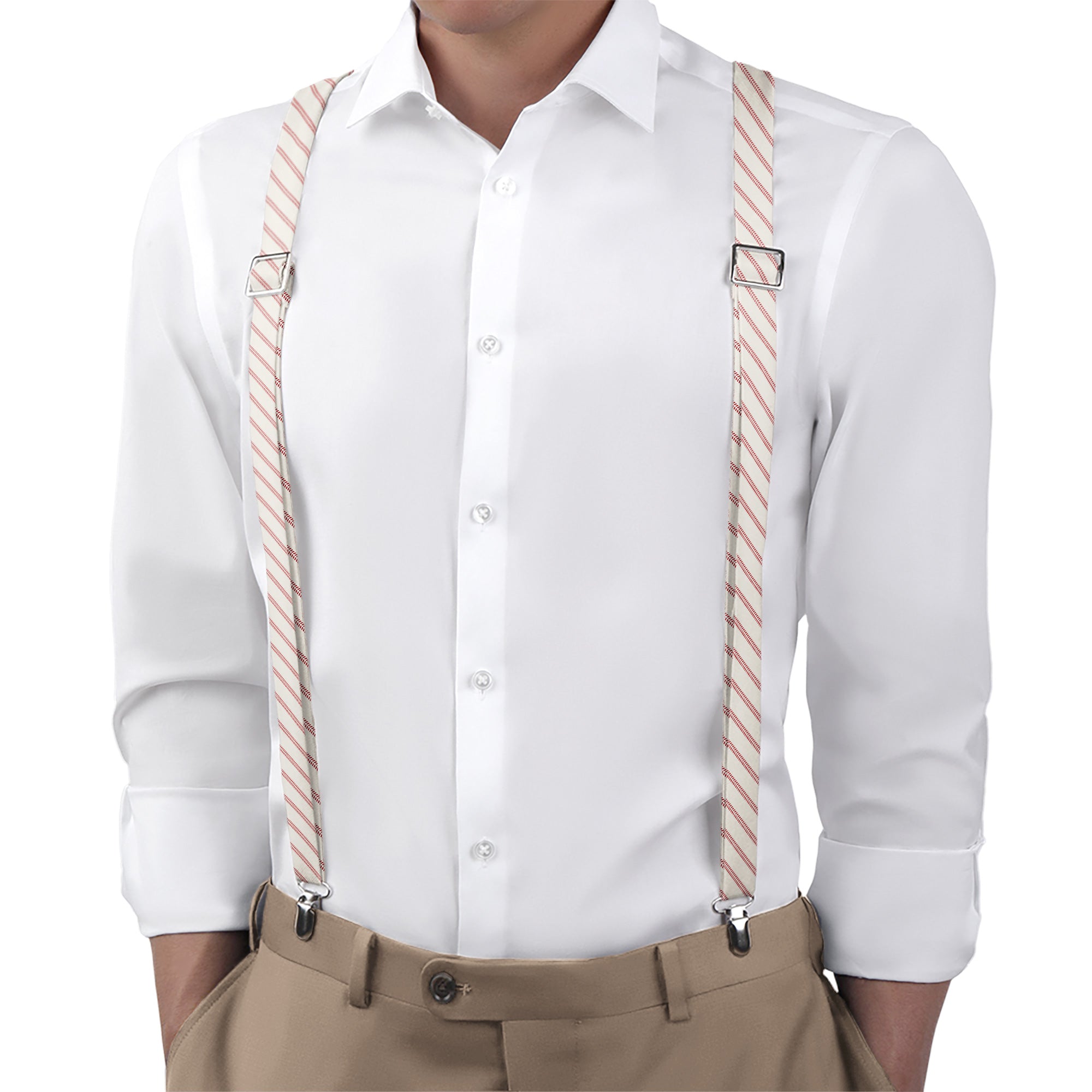 Baseball Stripe Suspenders - On Model Back View - Knotty Tie Co.