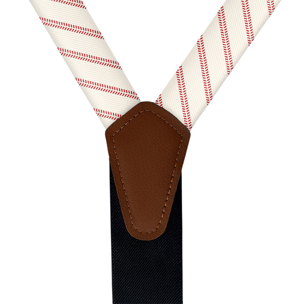 Baseball Stripe Suspenders - Vegan Leather Y-Back - Knotty Tie Co.