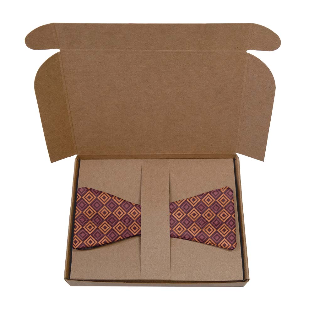 Basil Geometric Bow Tie- Kraft Gift Box Packaging - Knotty Tie Co.