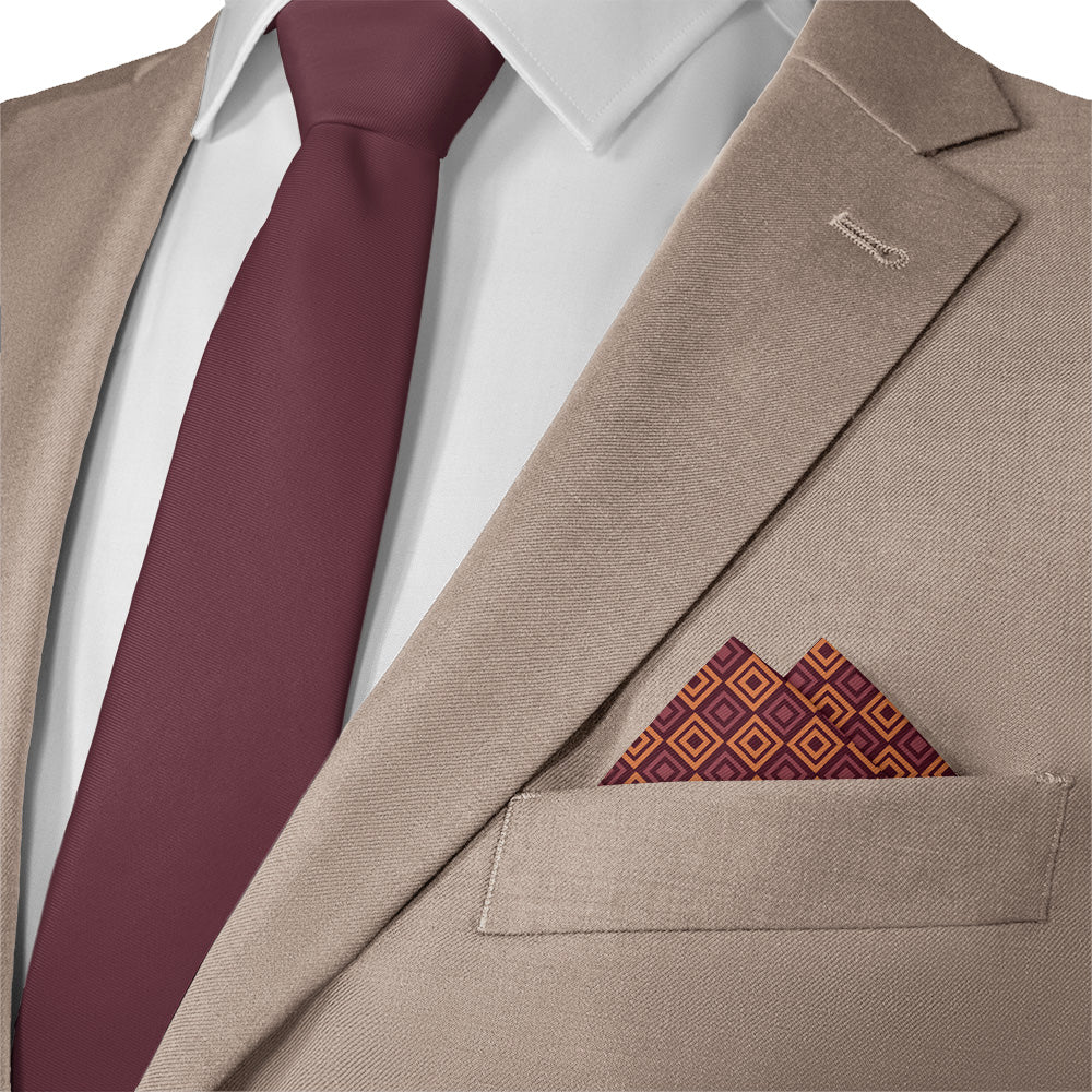 Basil Geometric Pocket Square - Matching Necktie- Knotty Tie Co.