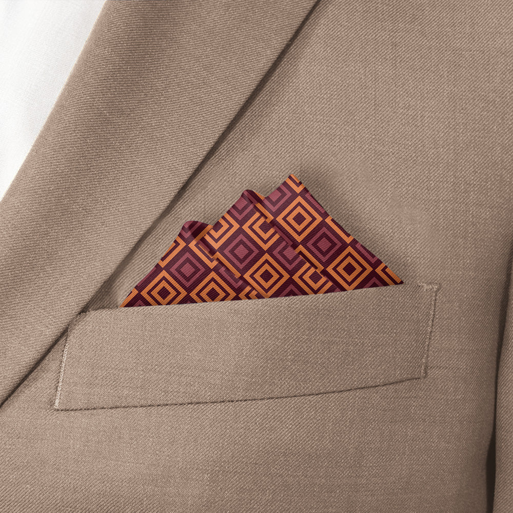 Basil Geometric Pocket Square - Stairs Fold - Knotty Tie Co.