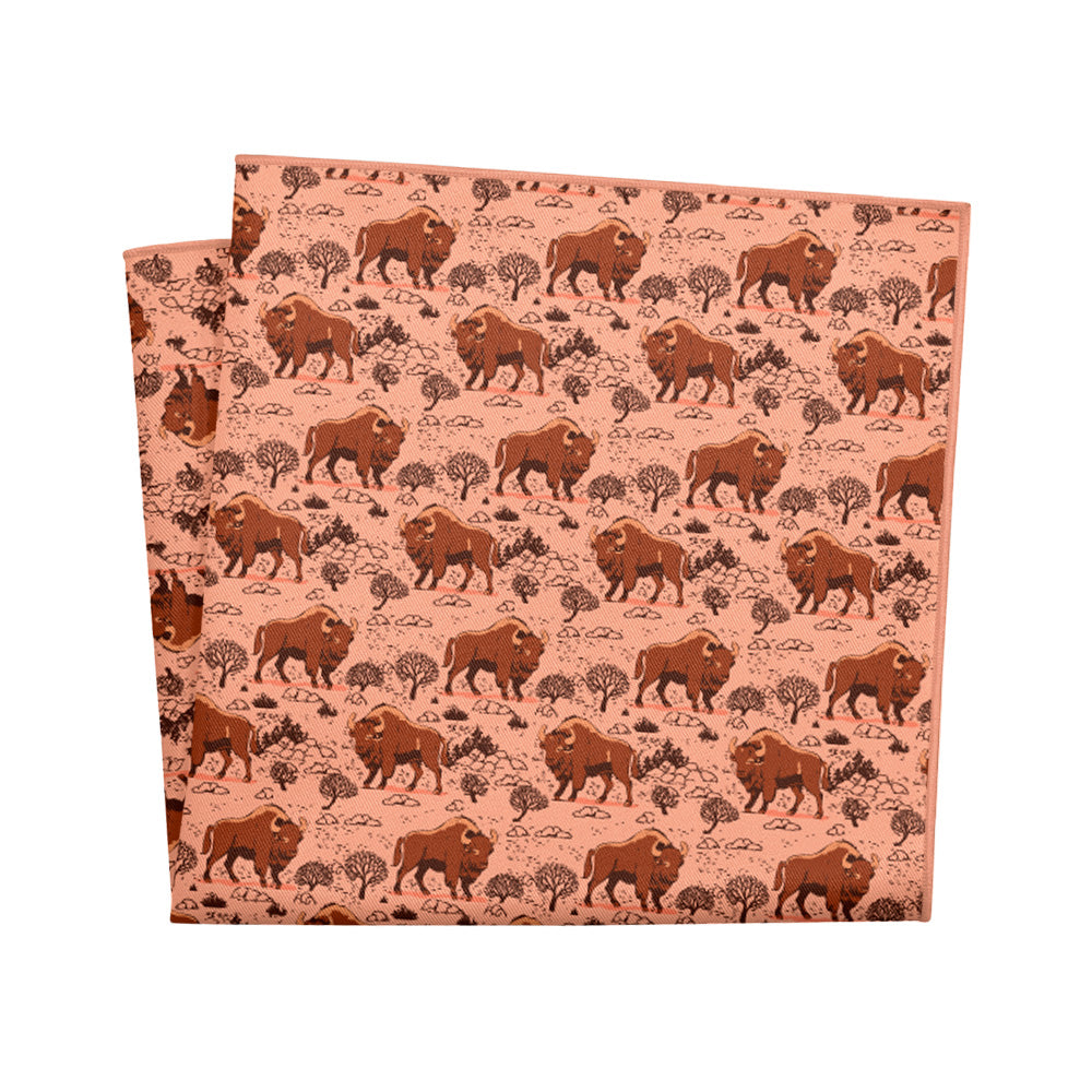 Basin Bison Pocket Square - 12" Square - Knotty Tie Co.