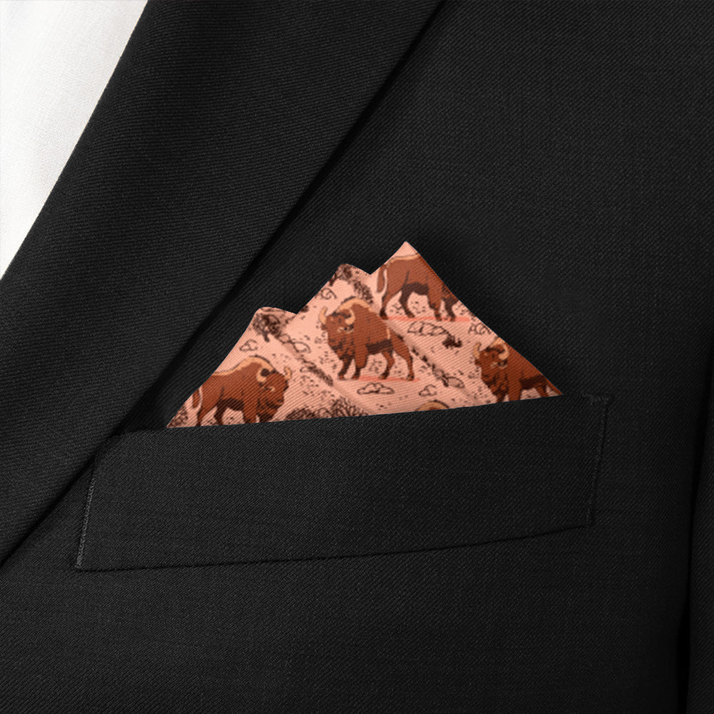 Basin Bison Pocket Square - Stairs Fold - Knotty Tie Co.