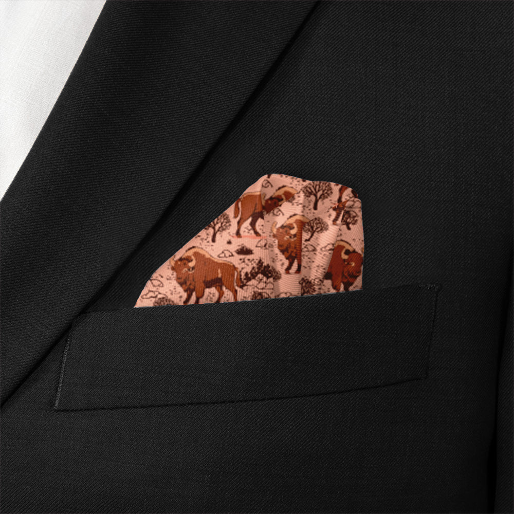 Basin Bison Pocket Square - Wave Fold - Knotty Tie Co.