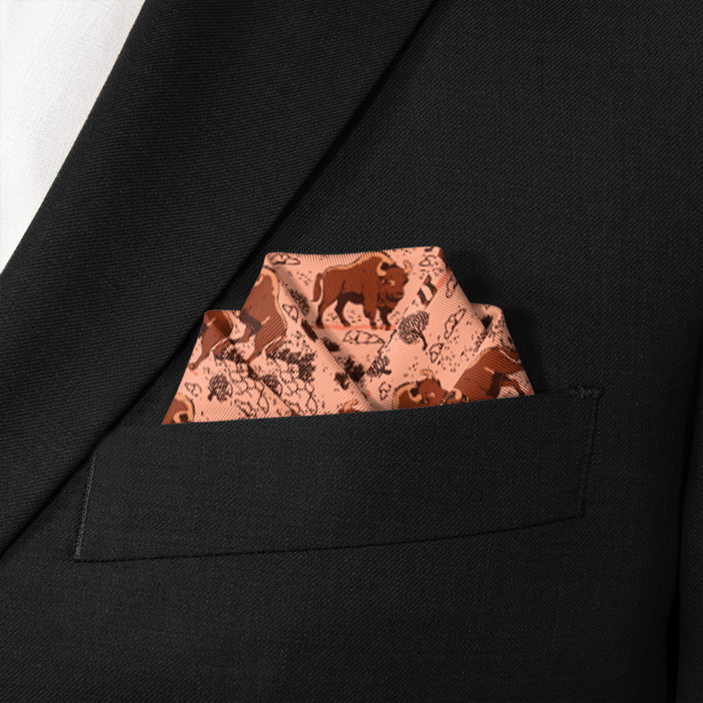 Basin Bison Pocket Square - Scalloped Fold - Knotty Tie Co.