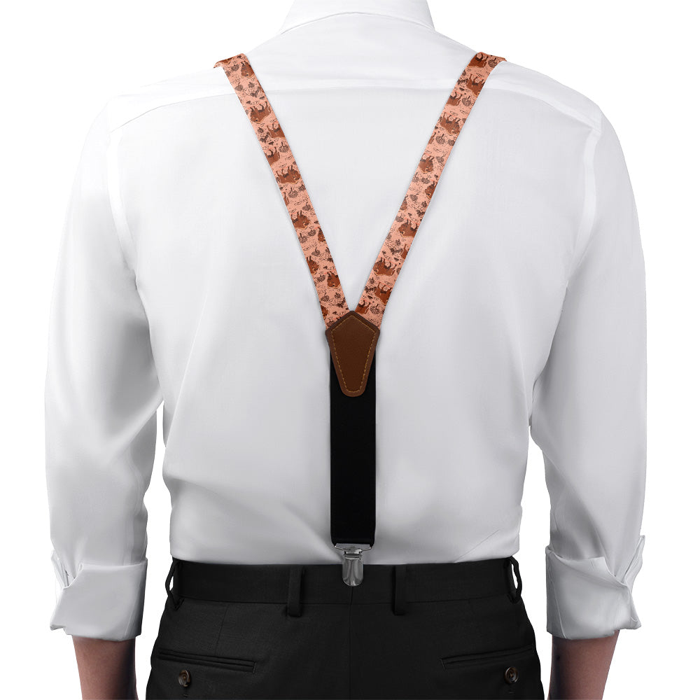 Basin Bison Suspenders - On Model Front View - Knotty Tie Co.