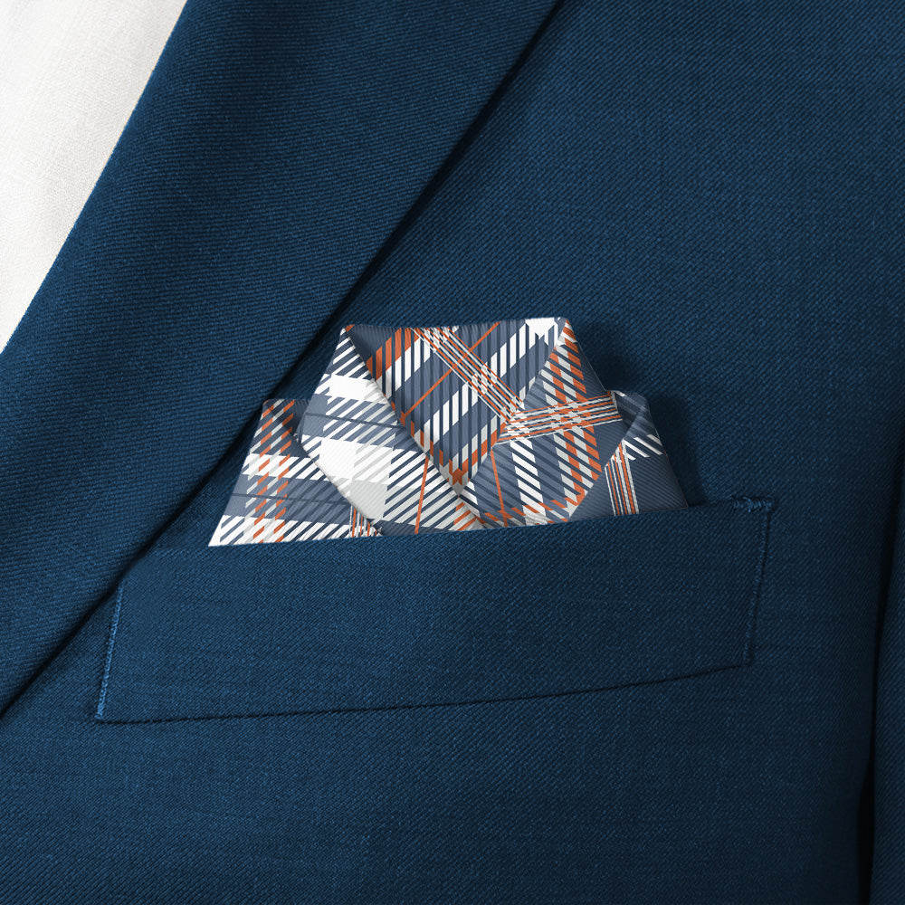 Baskerville Plaid Pocket Square - Scalloped Fold - Knotty Tie Co.