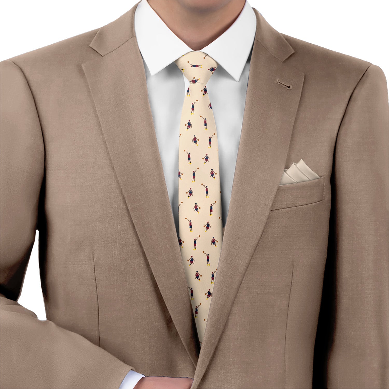 Basketball Necktie - Matching Pocket Square - Knotty Tie Co.