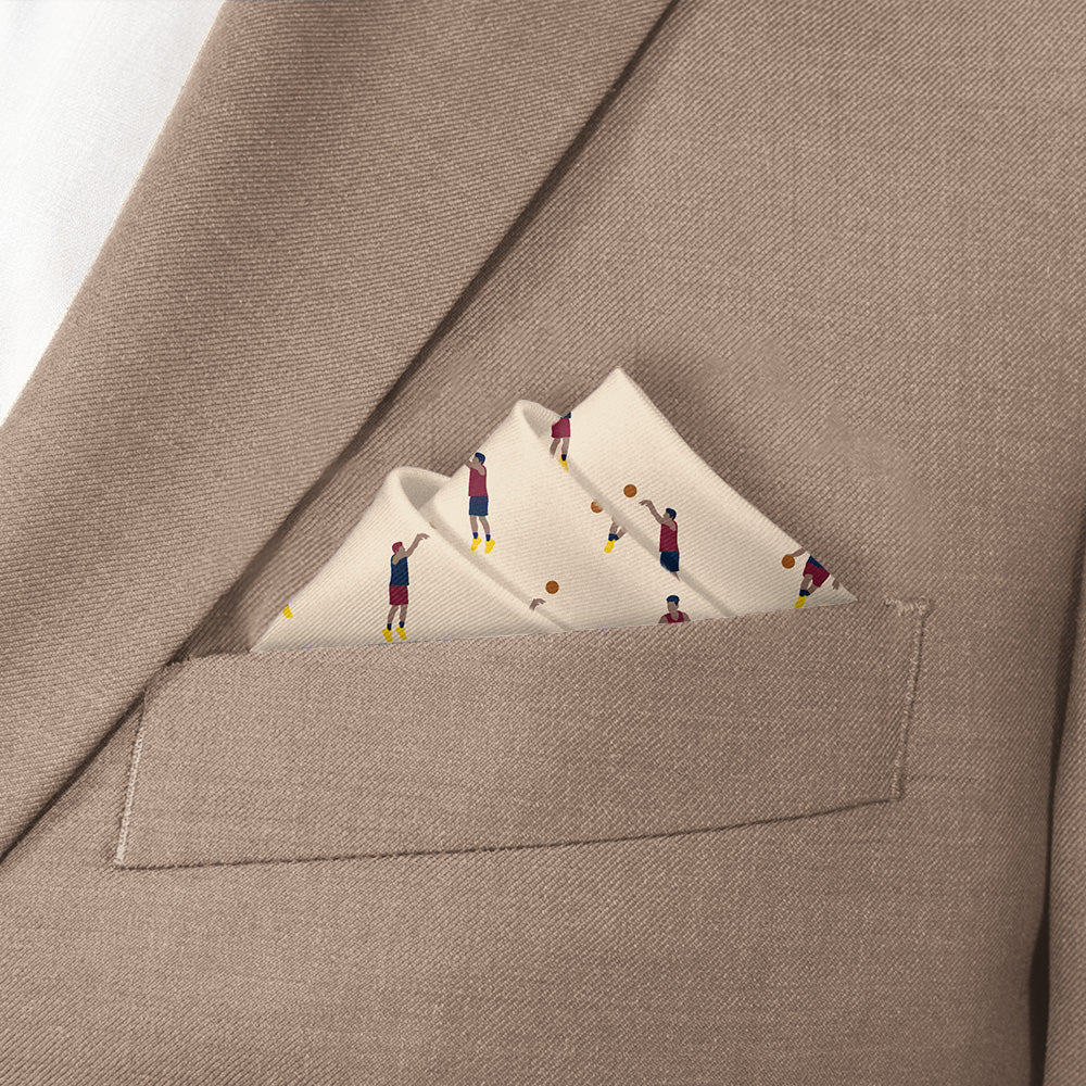 Basketball Pocket Square - Stairs Fold - Knotty Tie Co.