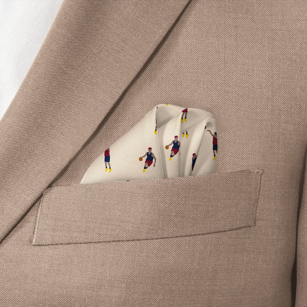 Basketball Pocket Square - Wave Fold - Knotty Tie Co.