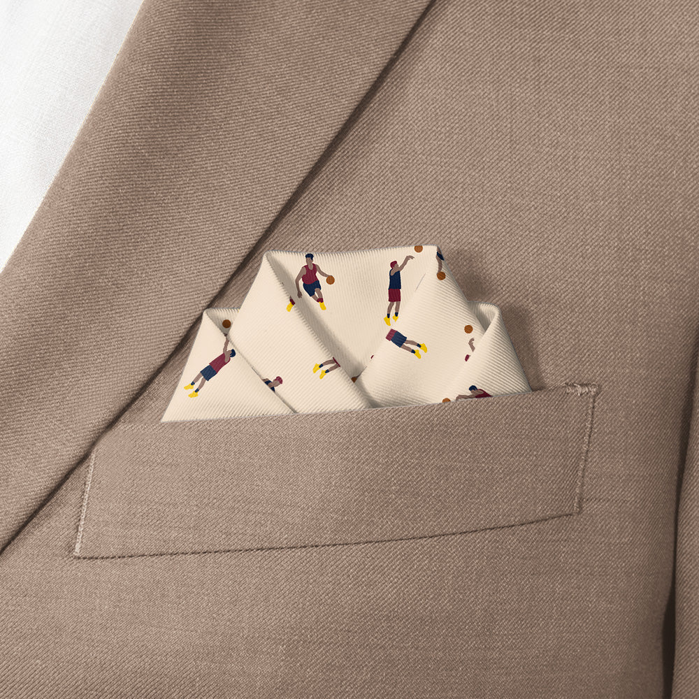 Basketball Pocket Square - Scalloped Fold - Knotty Tie Co.