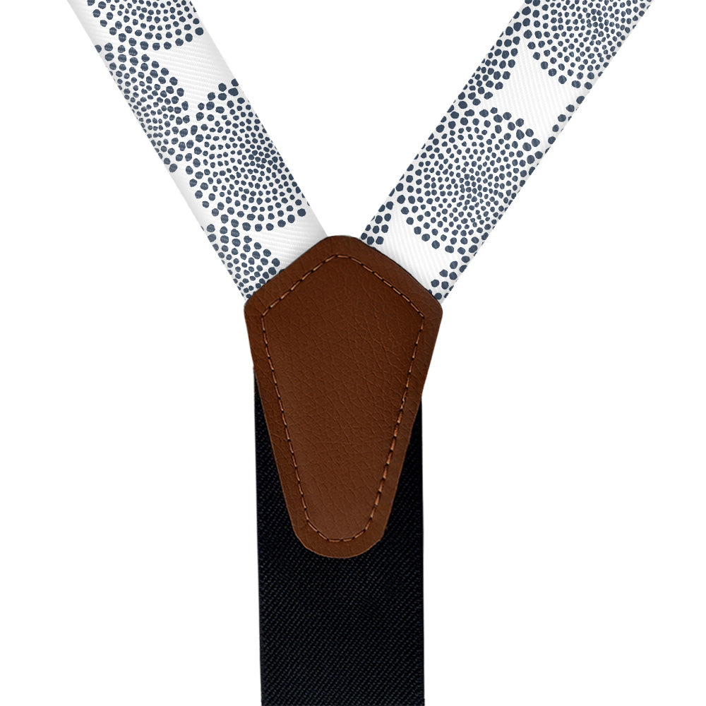 Batik Geometric Suspenders - Vegan Leather Y-Back - Knotty Tie Co.