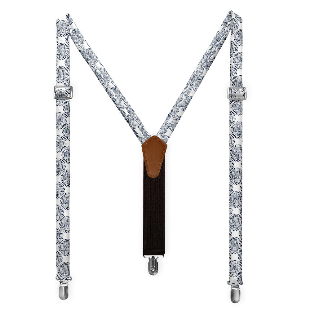 Batik Geometric Suspenders - Full Front View - Knotty Tie Co.