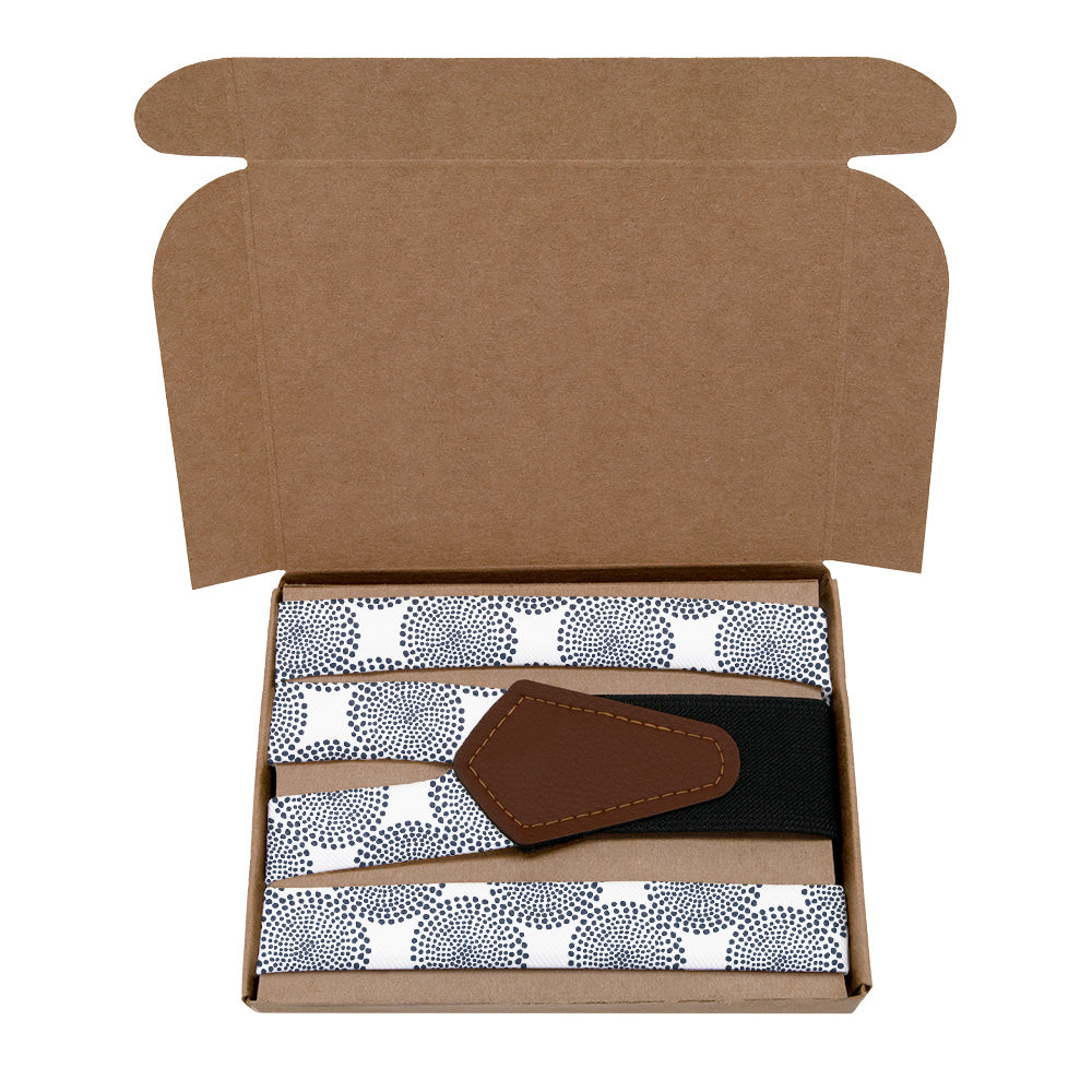 Batik Geometric Suspenders - Kraft Gift Box Packaging - Knotty Tie Co.