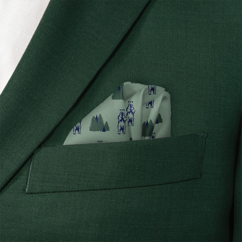 Bear in the Woods Pocket Square - Wave Fold - Knotty Tie Co.