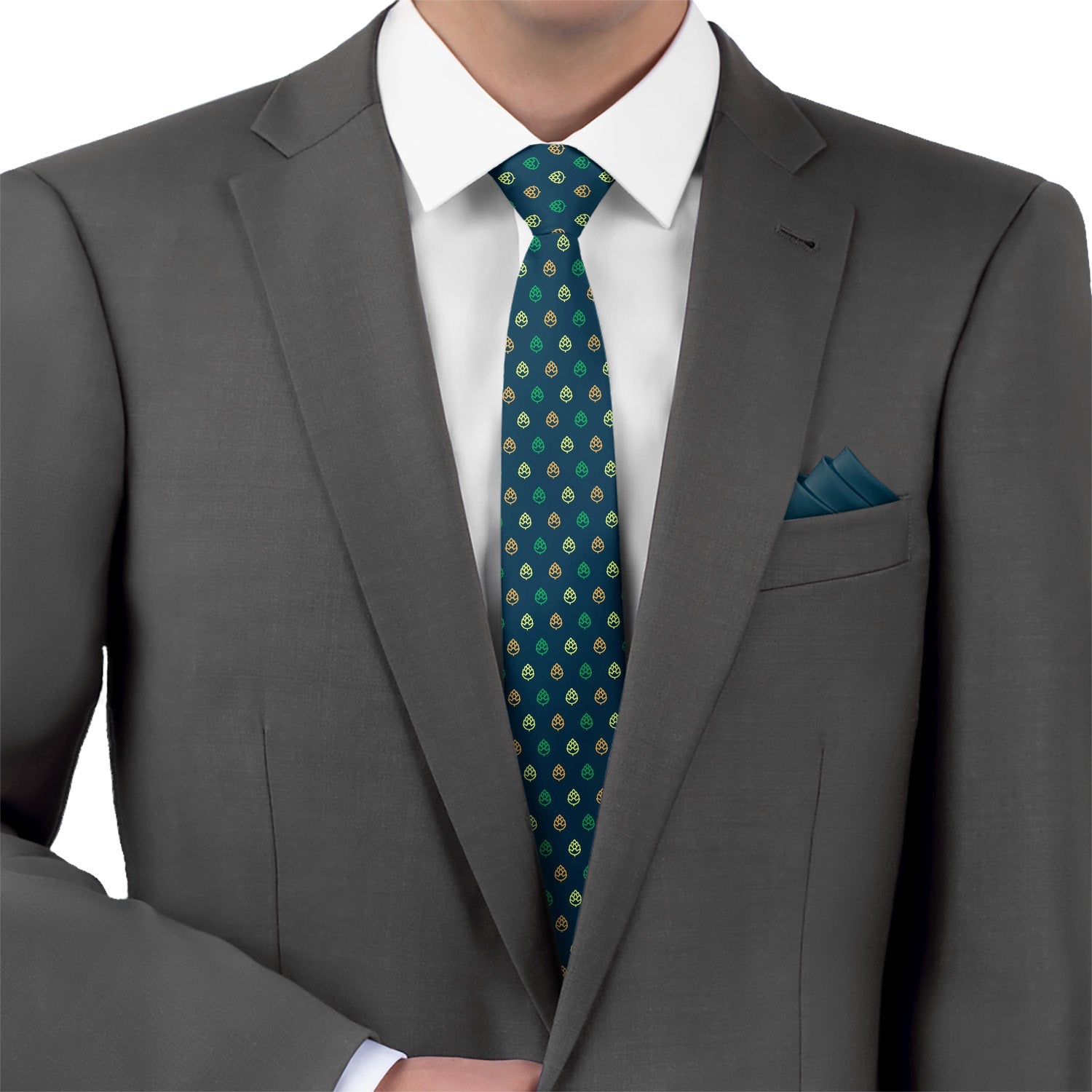 Beer Hops Necktie - Matching Pocket Square - Knotty Tie Co.
