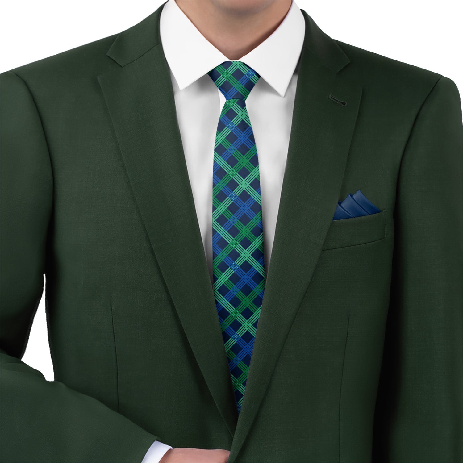 Belmont Plaid Necktie - Matching Pocket Square - Knotty Tie Co.