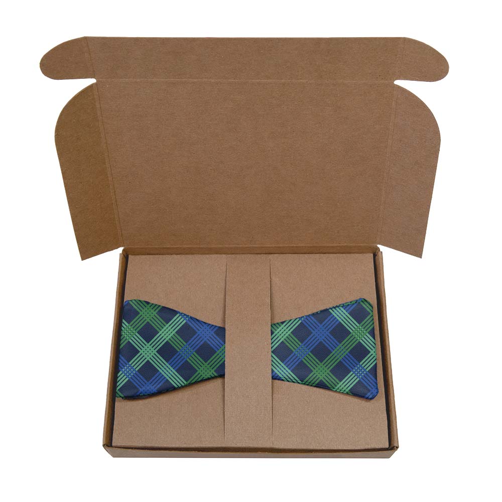 Belmont Plaid Bow Tie- Kraft Gift Box Packaging - Knotty Tie Co.