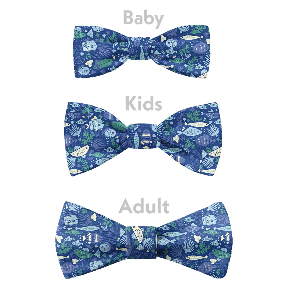 Below the Sea Bow Tie - Bow Sizes - Knotty Tie Co.