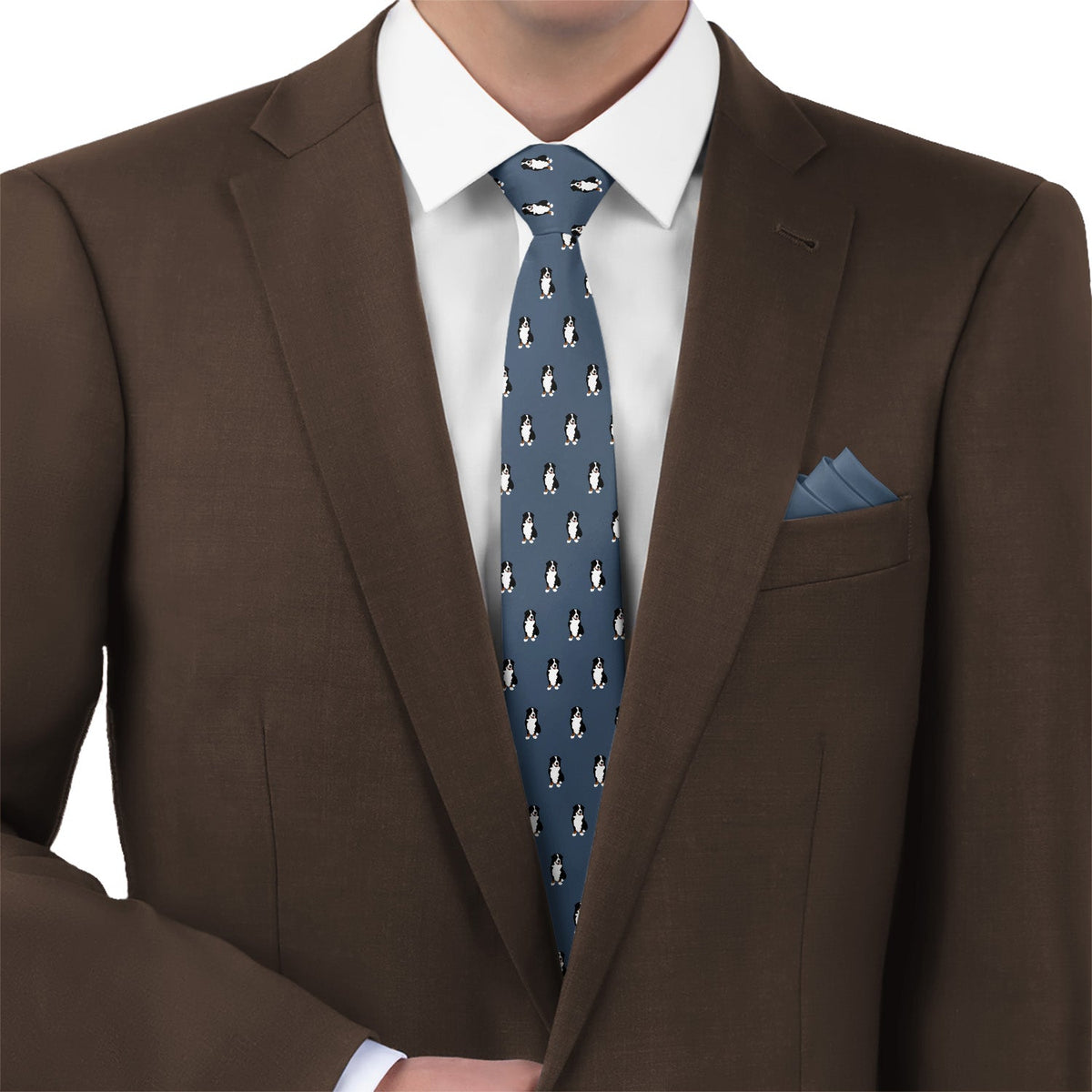 Bernese Mountain Dog Necktie - Matching Pocket Square - Knotty Tie Co.