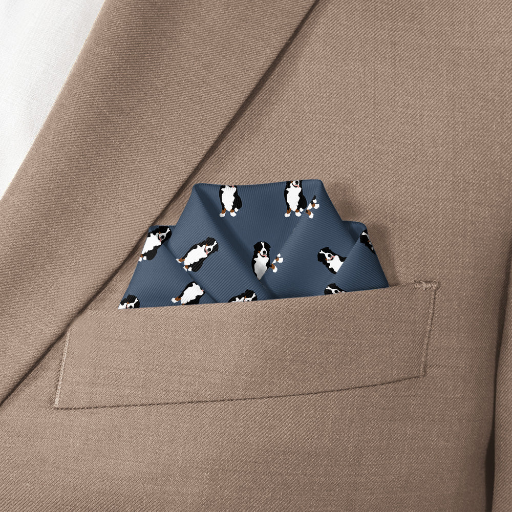Bernese Mountain Dog Pocket Square - Scalloped Fold - Knotty Tie Co.