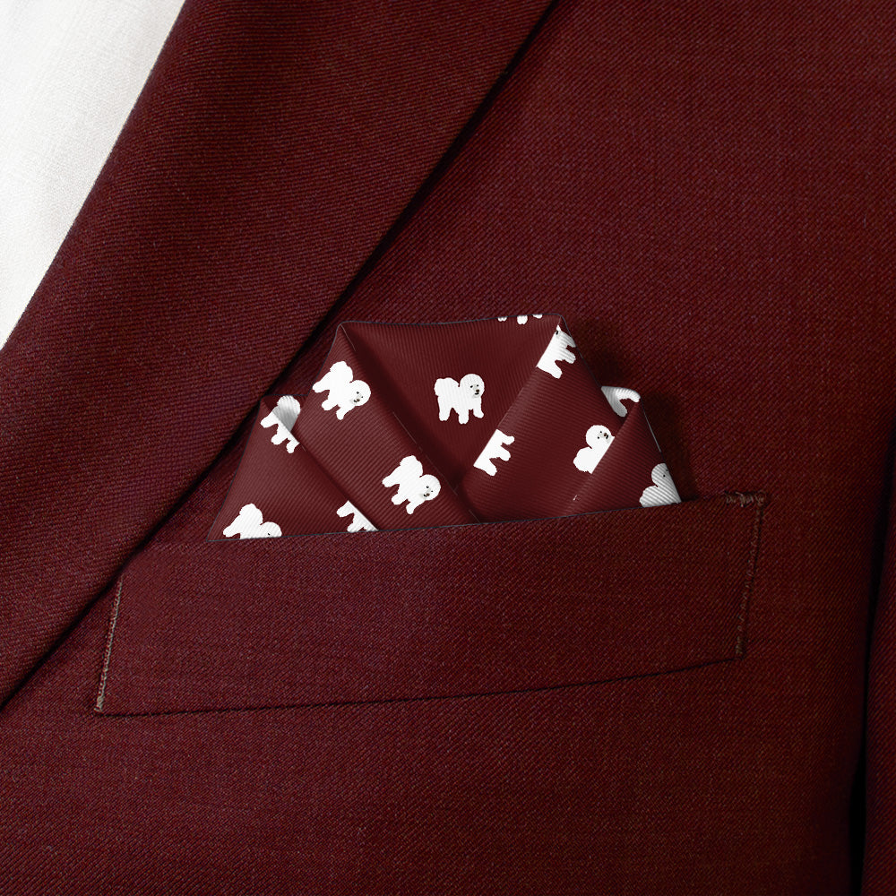 Bichon Frise Pocket Square - Scalloped Fold - Knotty Tie Co.
