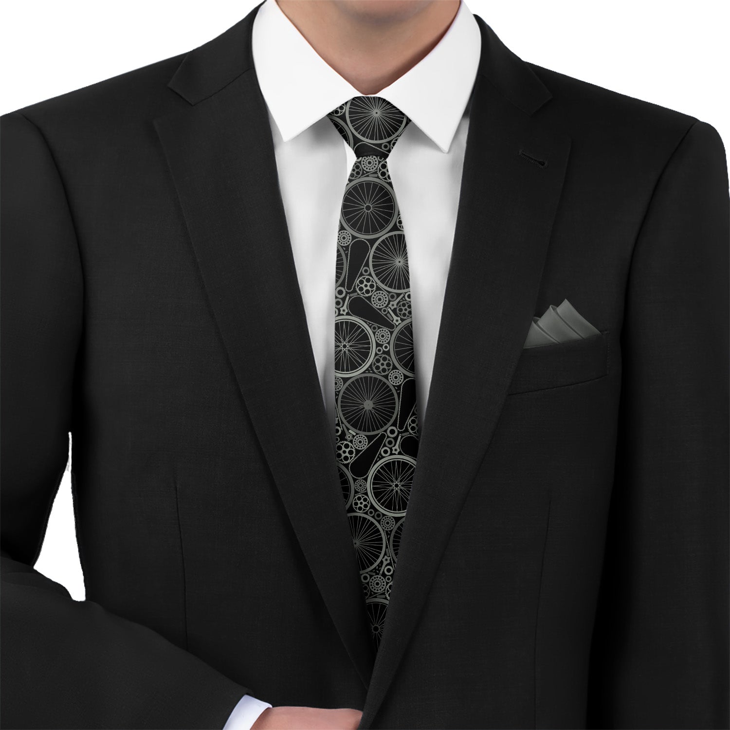 Bike Parts Necktie - Matching Pocket Square - Knotty Tie Co.