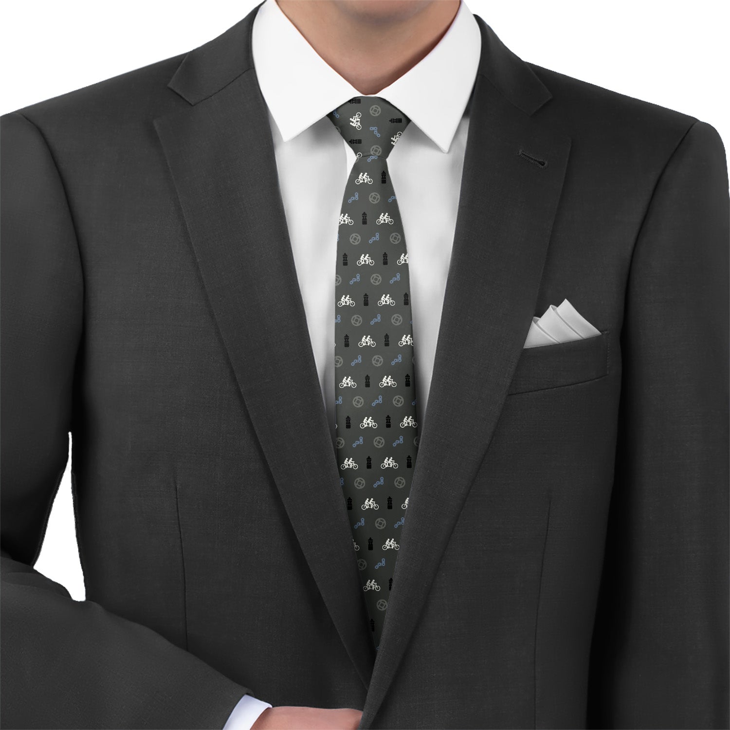 Biking With Friends Necktie - Matching Pocket Square - Knotty Tie Co.