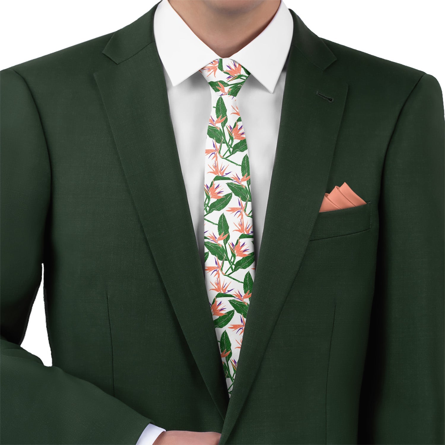 Bird of Paradise Necktie - Matching Pocket Square - Knotty Tie Co.