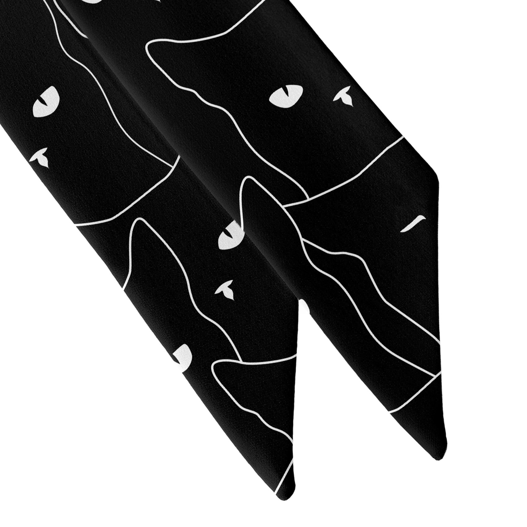 Black Cats Hair Scarf - Scarf Tapered Ends - Knotty Tie Co.