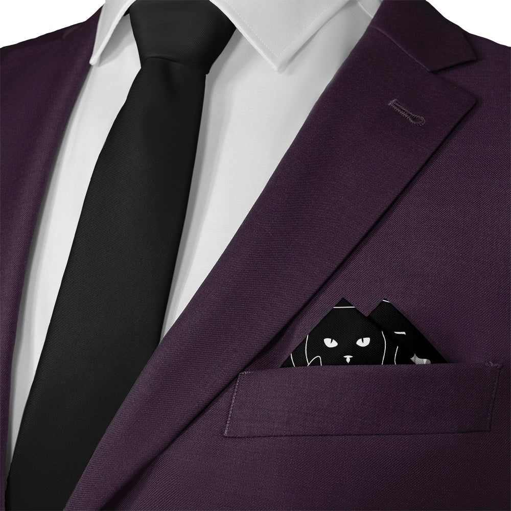 Black Cats Pocket Square - Matching Necktie- Knotty Tie Co.