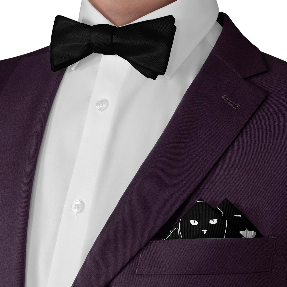 Black Cats Pocket Square - Matching Bow Tie - Knotty Tie Co.