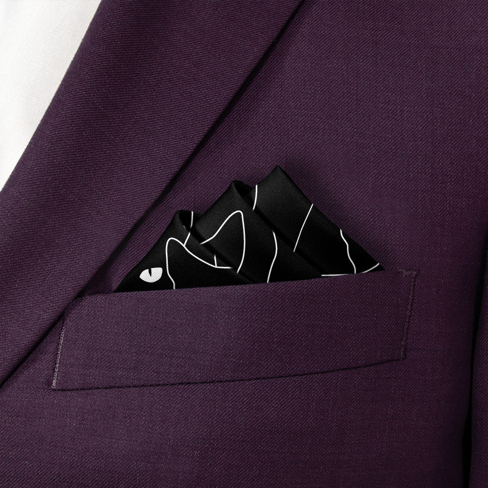 Black Cats Pocket Square - Stairs Fold - Knotty Tie Co.