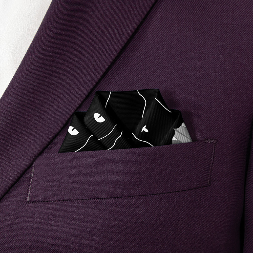 Black Cats Pocket Square - Scalloped Fold - Knotty Tie Co.