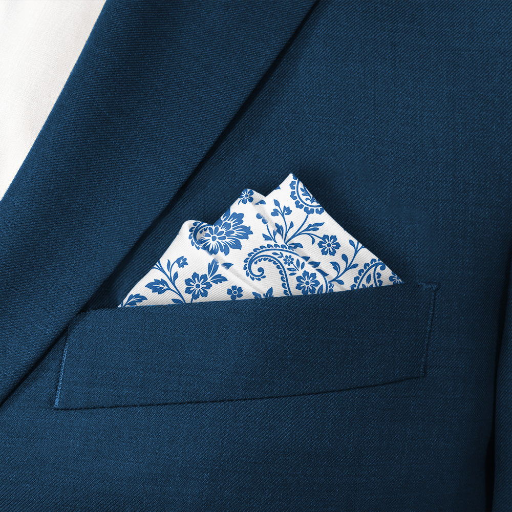 Botanical Paisley Pocket Square - Stairs Fold - Knotty Tie Co.
