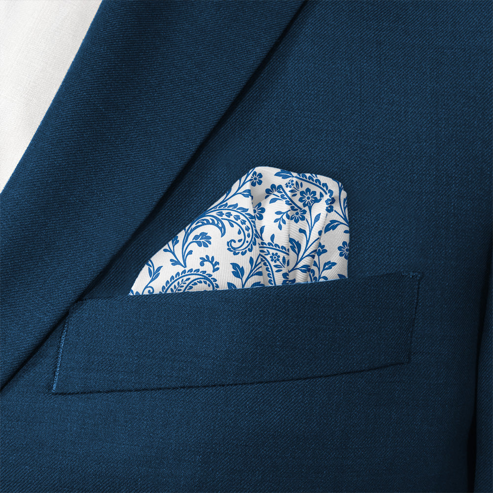 Botanical Paisley Pocket Square - Wave Fold - Knotty Tie Co.