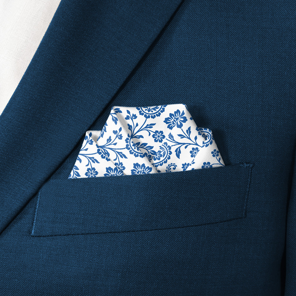 Botanical Paisley Pocket Square - Scalloped Fold - Knotty Tie Co.