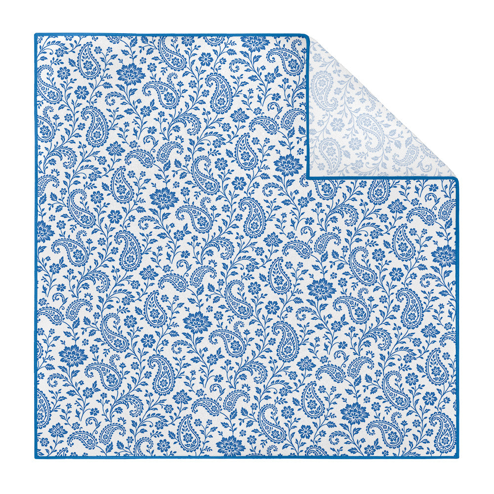 Botanical Paisley Pocket Square - Scalloped Fold - Knotty Tie Co.