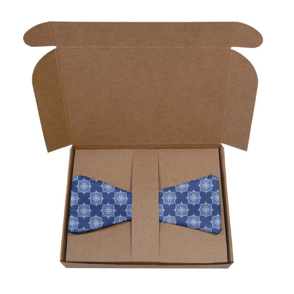Botanical Tile Bow Tie- Kraft Gift Box Packaging - Knotty Tie Co.