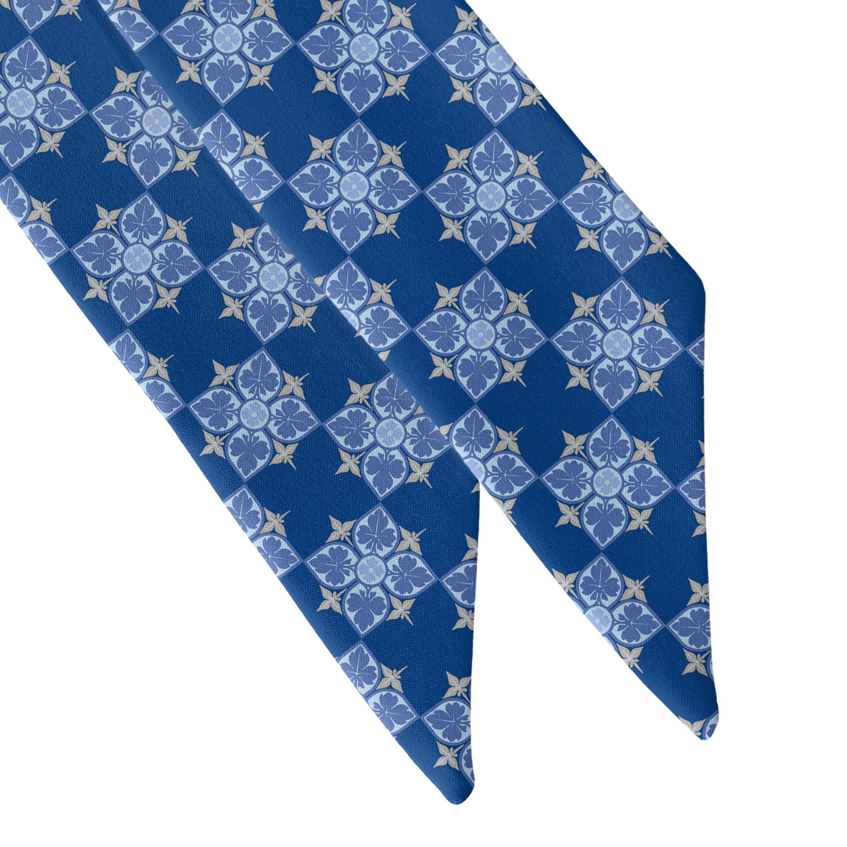 Botanical Tile Hair Scarf - Scarf Tapered Ends - Knotty Tie Co.