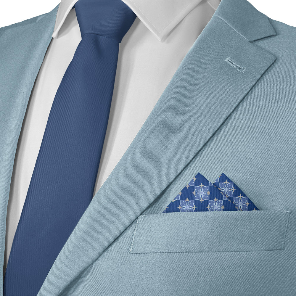 Botanical Tile Pocket Square - Matching Necktie- Knotty Tie Co.