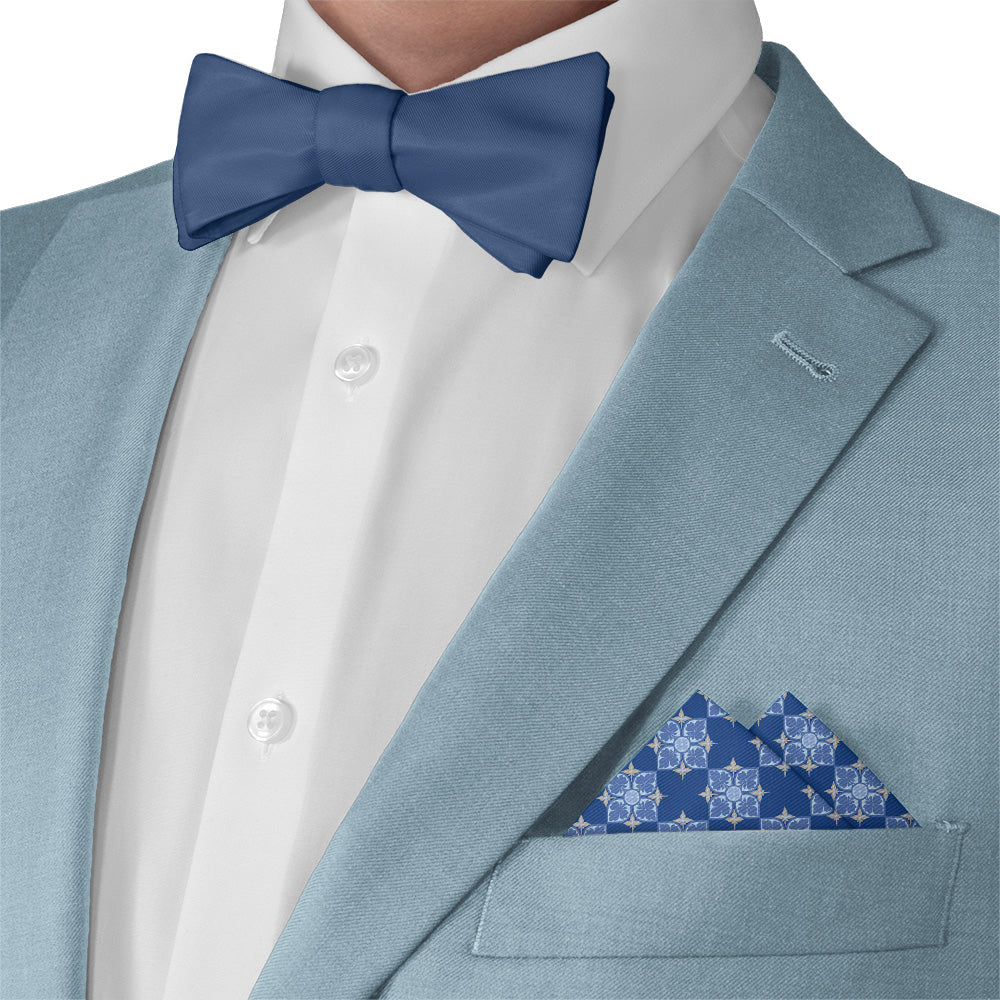 Botanical Tile Pocket Square - Matching Bow Tie - Knotty Tie Co.