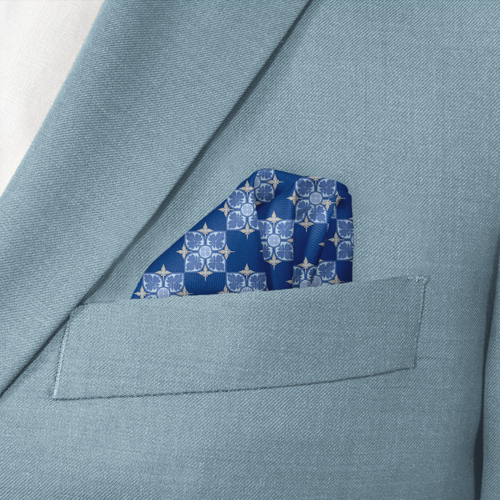 Botanical Tile Pocket Square - Wave Fold - Knotty Tie Co.