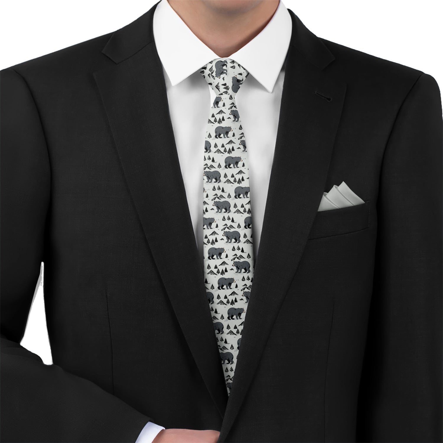 Boulder Bear Necktie - Matching Pocket Square - Knotty Tie Co.