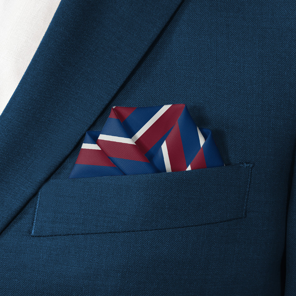 Broadway Stripe Pocket Square - Scalloped Fold - Knotty Tie Co.