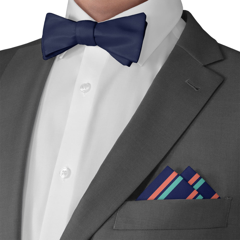 Brooklyn Stripe Pocket Square - Matching Bow Tie - Knotty Tie Co.