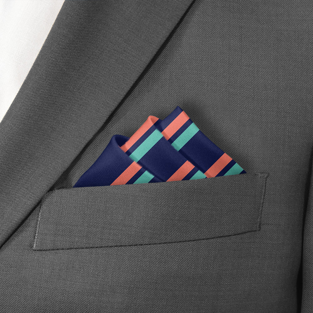 Brooklyn Stripe Pocket Square - Stairs Fold - Knotty Tie Co.